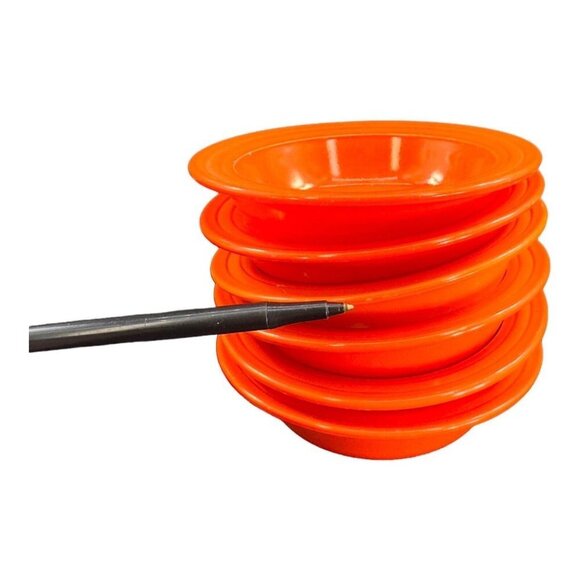 1960s Red Glass Dish Bowl Set 6 Kitchenware Painted Bowls Dishes Unmarked VTG - Picture 9 of 12